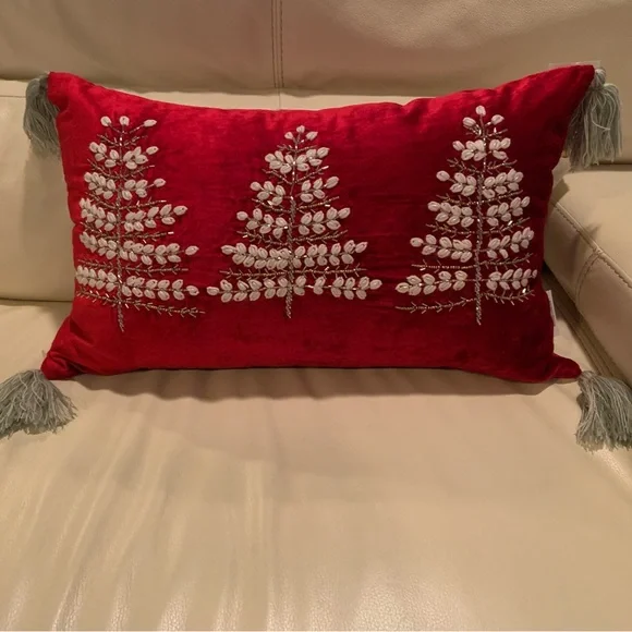 NWT Beaded Christmas Tree Red Velvet Front Glitz & Glimmer Zipper