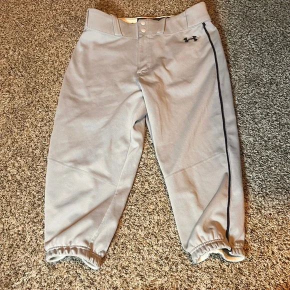 Under Armour Baseball Pants Athletic Gray Black‎ Piping MD Medium