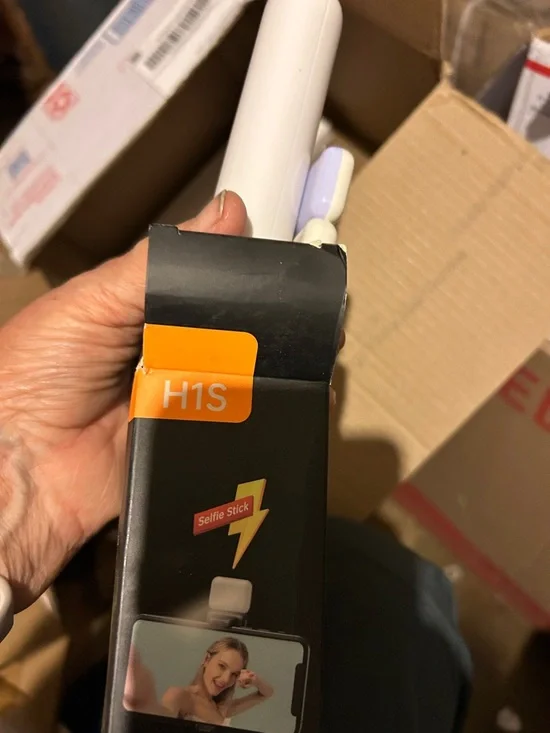 H1S Selfie Stick with Phone Mount - White