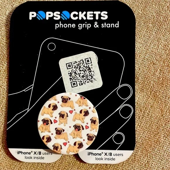 NWT- Pug Puppy Pop Sockets (fits any brand cellphone)