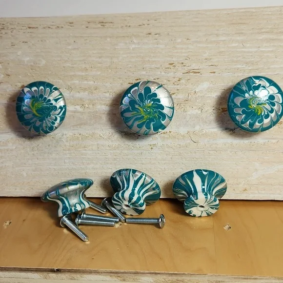 Hand Crafted Cabinet Door Knobs Hand Painted Flowers Kitchen Nursery Decorative