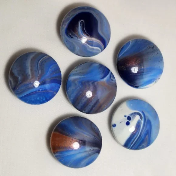 Hand Crafted Cabinet Door Knobs Hand Painted Turquoise Blue Silver Purple Wooden
