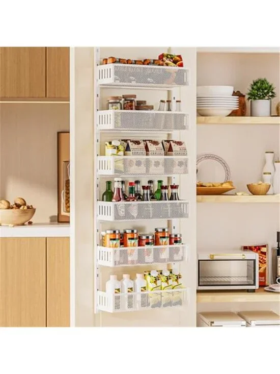 Over The Door Organizer Rack Metal Pantry Storage Adjustable Kitchen Bathroom
