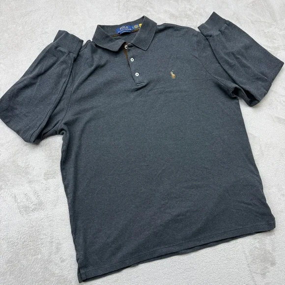 Polo Ralph Lauren Classic Fit Long Sleeve Polo Shirt Mens Large Gray Performance