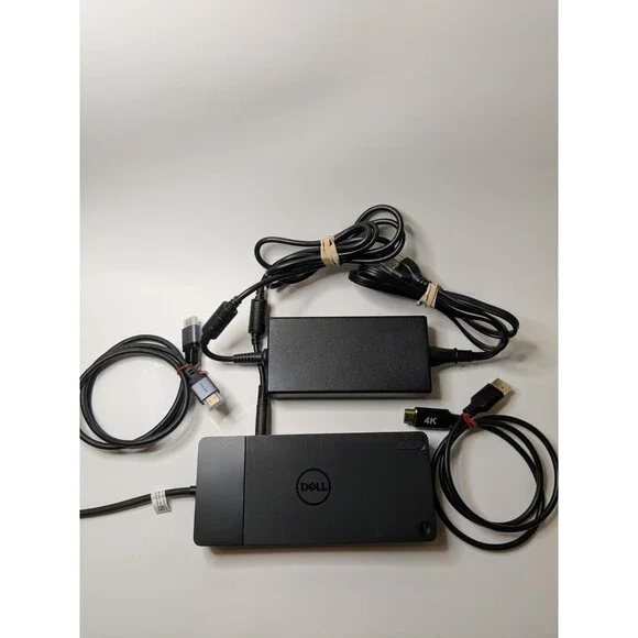 Dell WD19TBS Thunderbolt Docking Station + Dell 180W Power Adapter Plus 2 Cords