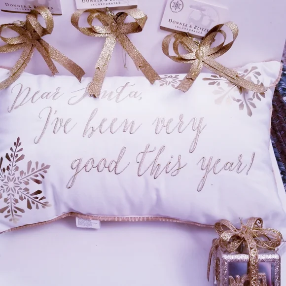 Holiday Christmas Pillow with 4 Decorations Decor