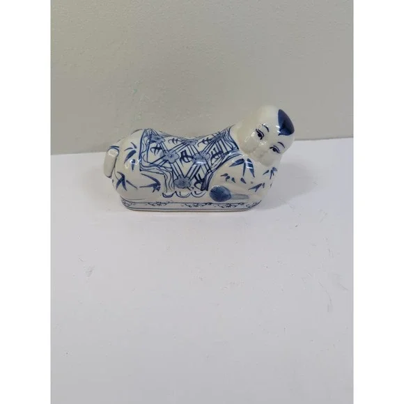 Vintage Chinese Opium Pillow Blue & White Hand Painted Porcelain Boy Headrest‎