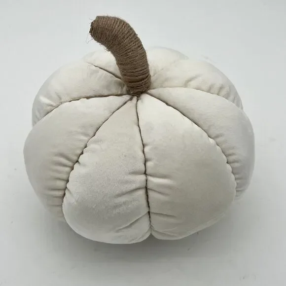 Ivory Velvet Pumpkin Shaped Decorative Pillow Way To celebrate Size‎ 6”X 9” Soft