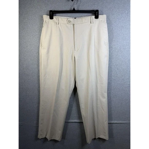 Dockers Premium Pants Mens 36x30 Beige Relaxed Fit Stretch Flat Front Chino