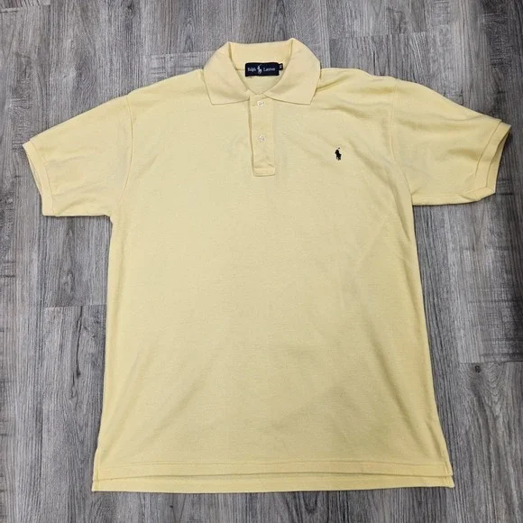 Polo Ralph Lauren Polo Shirt Mens XL Yellow Cotton Pony Short Sleeve Rugby