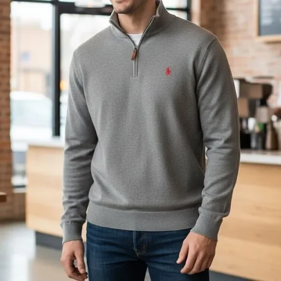 Polo Ralph Lauren Men’s Grey 1/4 Zip Sweater size XL