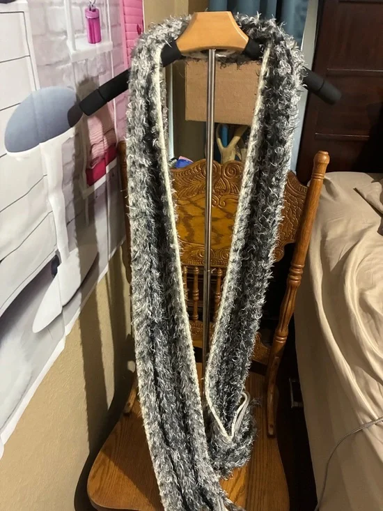 Cozy Black & Gray Textured Infinity Scarf - Brand Unspecified