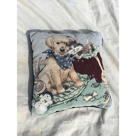 Suzanne cruise creative services christmas rectangle pillow 17” holiday cat dog