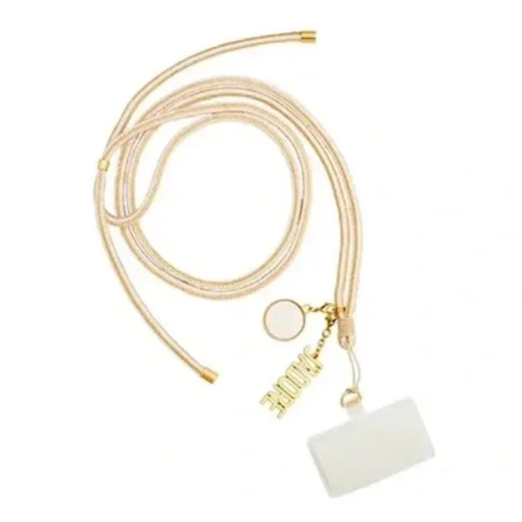 DIOR Phone Ring / Strap Gold & White Rope Lanyard with J'ADORE Charms