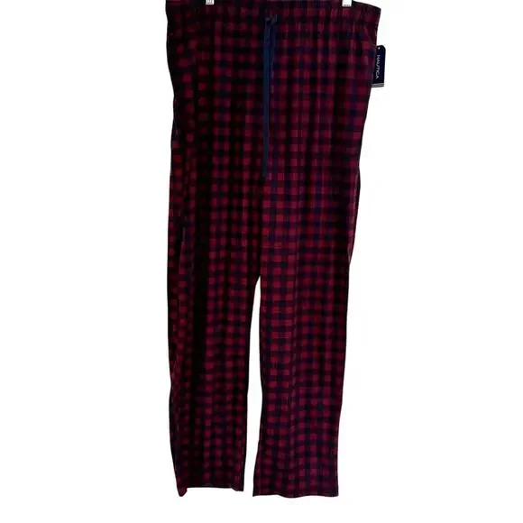 Nautica Red & Black Plaid Pajama Bottoms Men's Large Cozy NWTs