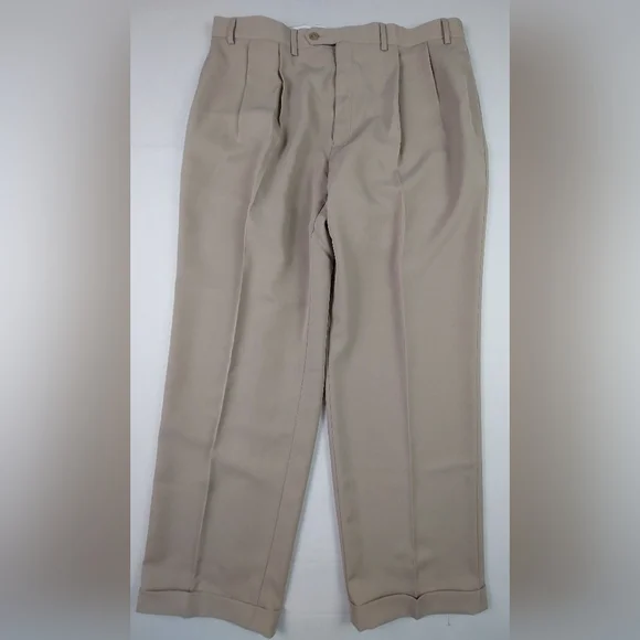 Lauren Ralph Lauren Dress Pants Mens Size 38x32 Khaki Stone Polyester NWT $75.00