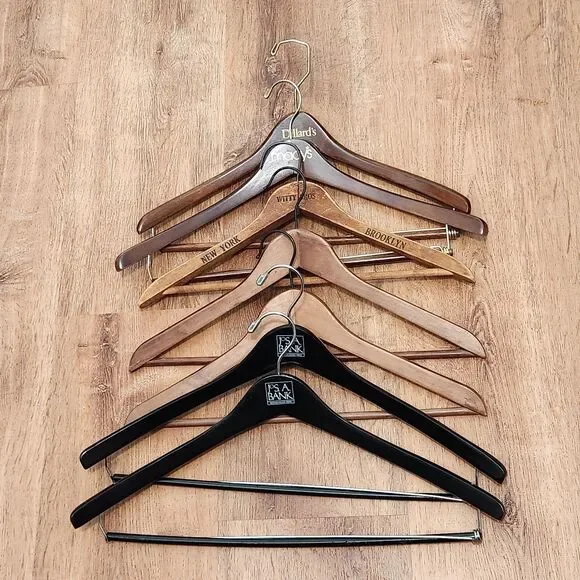 Vintage Wooden Advertising Hangers Witty Bros Dillard's Macys Trouser Clamps (7)