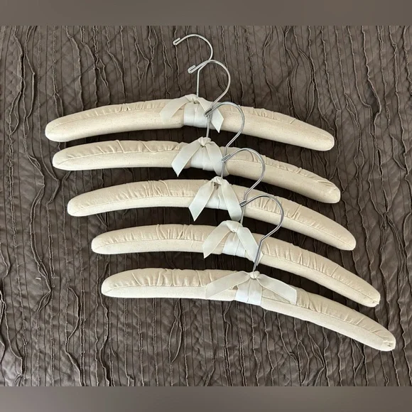 Cream Linen Padded Hangers Set of 5