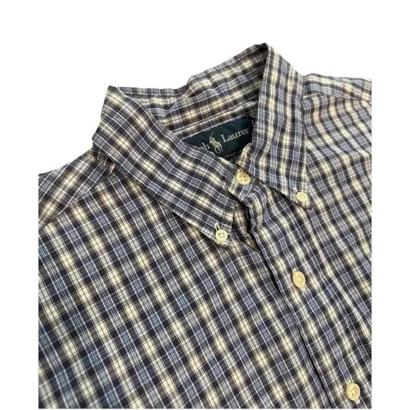 Polo Ralph Lauren Men’s Blue White Plaid Button Down Long Sleeve Shirt