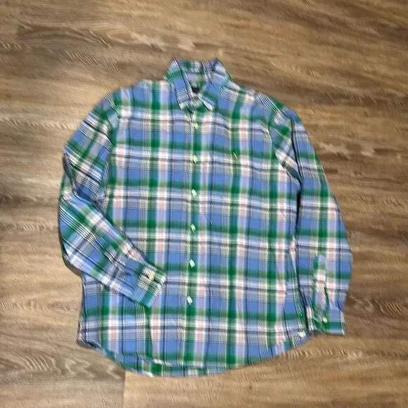 Polo Ralph Lauren logo plaid button down dress shirt cotton XL