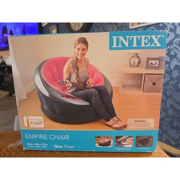 Intex Empire Chair Inflatable Lounge Seat – Pink - Indoor Use – 44x43x27 – New