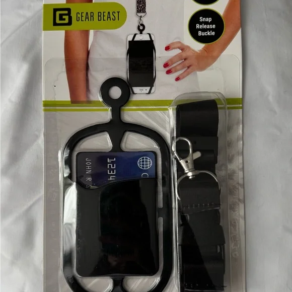 Black Phone Lanyard with Card Holder