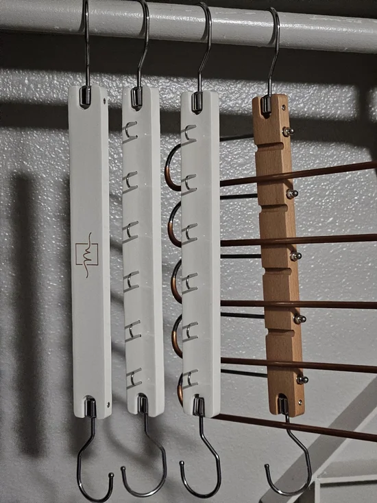 Space Saving Closet Organizers For Pants And Hangers in White and Wood