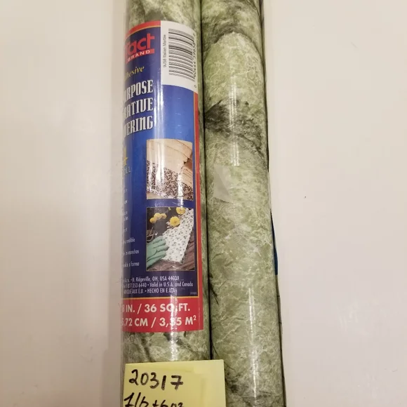 Con-Tact Paper 24 ft. Green 9J58 Italian Marble 1 Roll Plus Bonus Partial Roll