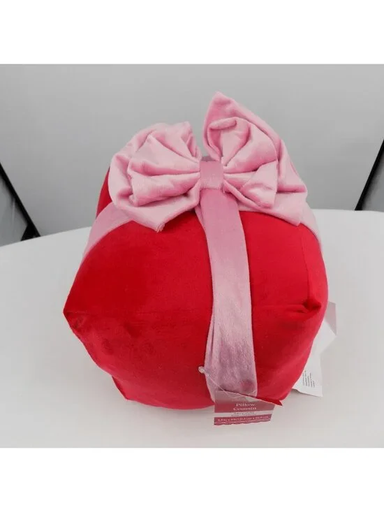 Ashland Plush Present Pillow Berry Jolly Red Pink Bow Square 8.5