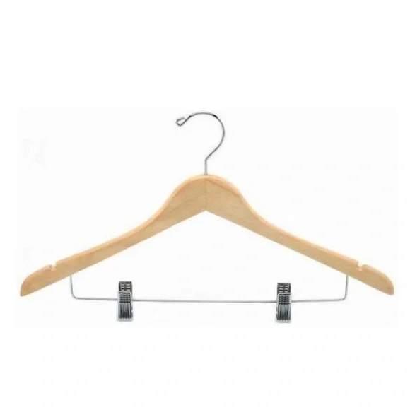 NWT ONE Contoured Wooden Suit Hanger with Clips (Natural)