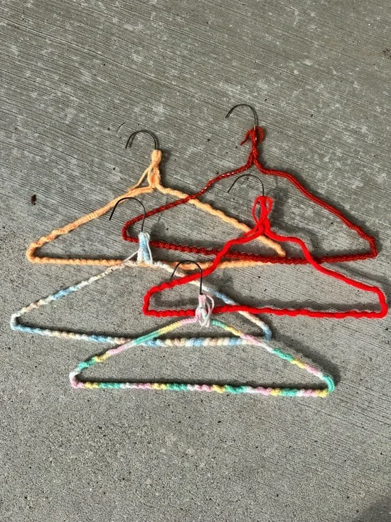 Vintage Crochet Hangers Set of 5