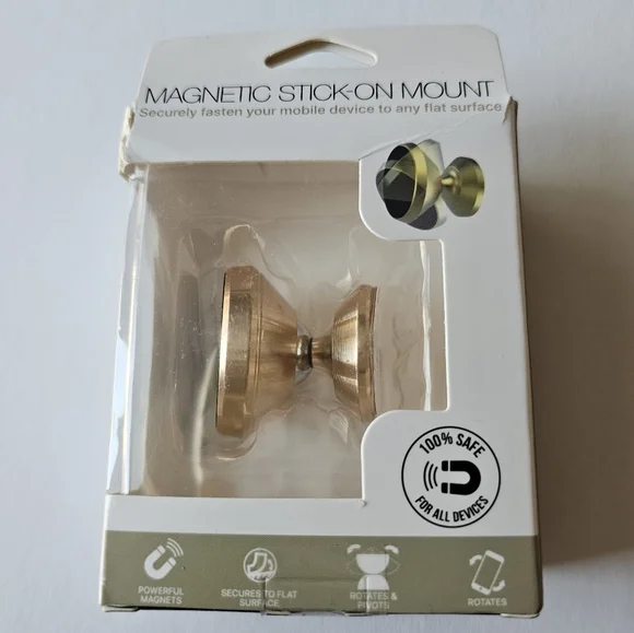 Magnetic Stick-On Phone Mount: Solid Metal Edition - YELLOW GOLD