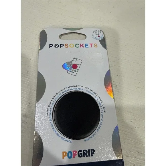PopSockets PopGrip Premium Phone Grip & Stand - Black New Free Shipping