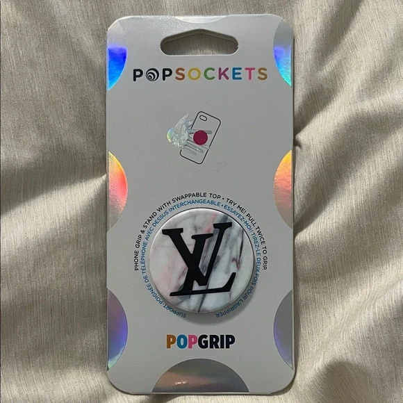 PopSocket PopGrip with Black Lettering on Marble Design