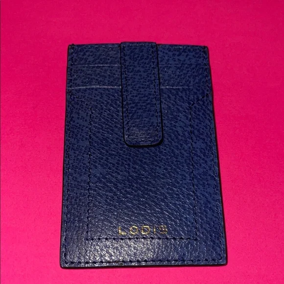 Lodis Navy Leather Card Holder