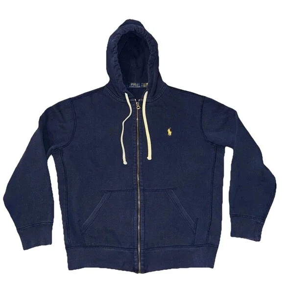 Polo Ralph Lauren Thermal Hoodie Sweatshirt Men’s Sz Large Navy Full Zip Pony