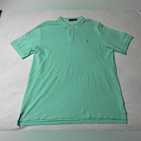 Polo Ralph Lauren Mens 2XB Short‎ Sleeve Polo Shirt Light Green 100% Cotton