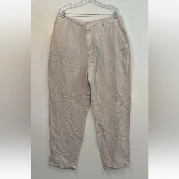 NWT Magaschoni Man Beige Linen Blend Pants Flat Front‎ Size W36 L31