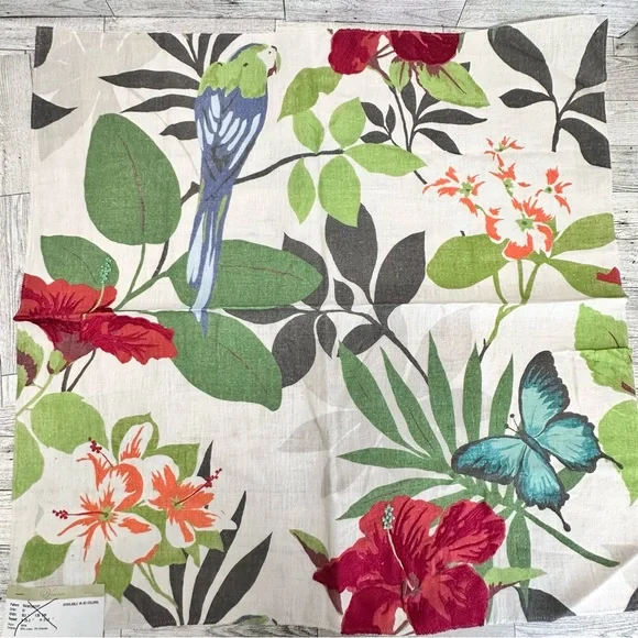 Vervain “ Rainforest ”embroidered Fabric Cut sample 26” X 26” Made In India