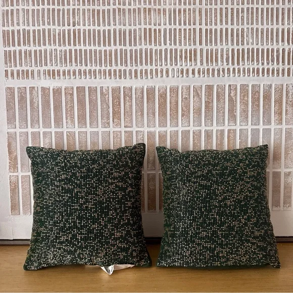 NWT Threshold Mini Square Beaded Throw Pillow Green Set of 2