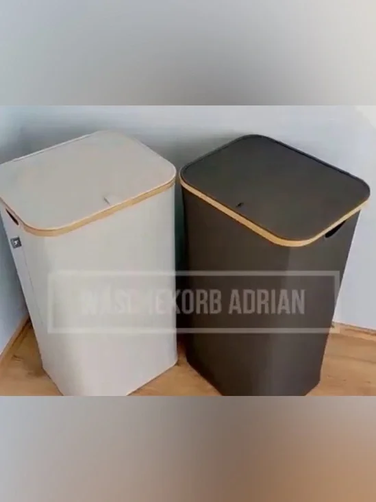 Hennez Adrian² Dark Gray & Wood Laundry Hamper w/ Removable Laundry Bag - NWT!
