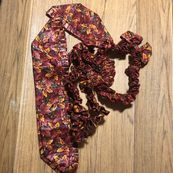 Longaberger basket accessories: 4 items lining and ribbon in orange brown rust