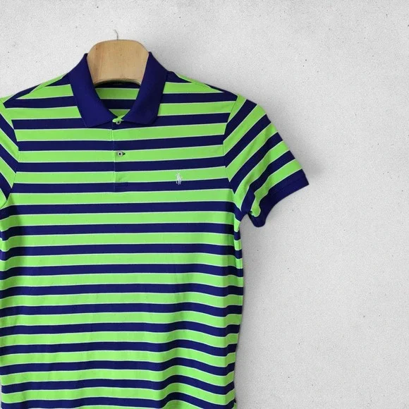 Polo Golf Ralph Lauren Mens XL Pro Fit Performance Striped Polo Shirt Green Blue