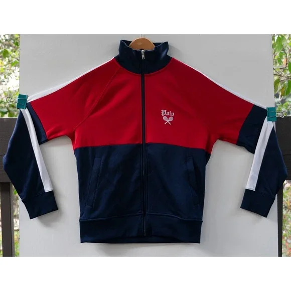 Polo Ralph Lauren Track Jacket Men's Red White Blue Racquets Logo Size‎ S
