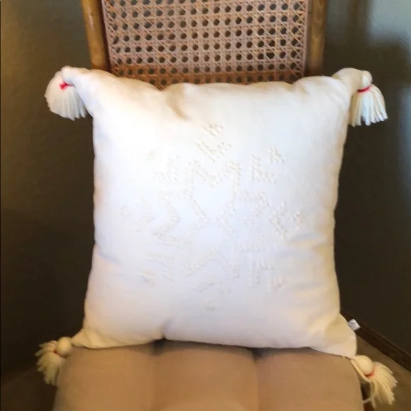 Hearth & Hand Embroidered Ivory Snowflake Pillow