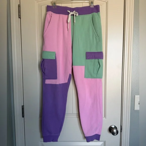 Empyre Pink, Green, and Purple Cargo Joggers
