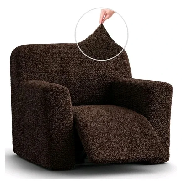 Paulato by Gaico Melodia Recliner Stretch Embossed Furniture Cover Dark Brown‎
