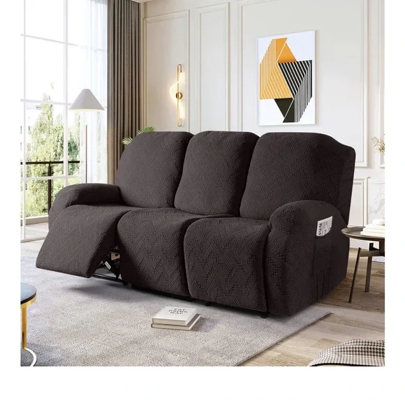 Luxurious Dark Brown Recliner Sofa Cover