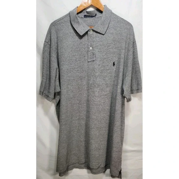 Polo Ralph Lauren Shirt Mens 2XLT Heather Gray Golf Single Stitch