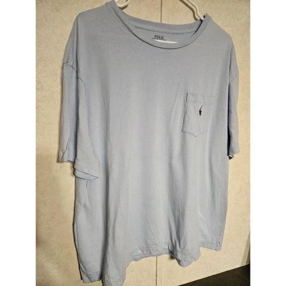 Polo Ralph Lauren Mens XL Big Tall Preppy 100% Cotton ‎ Short Sleeve Blue Shirt